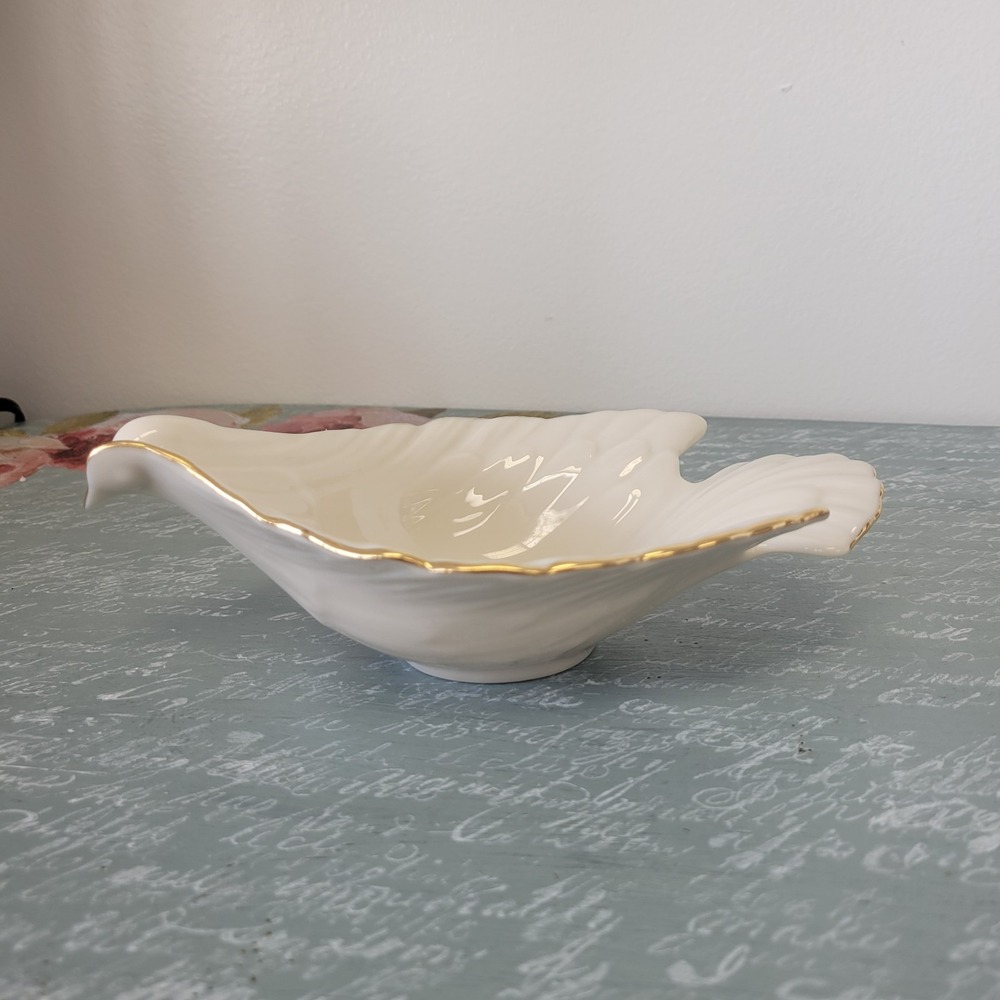 Lenox Gold Trimmed Dove Dish Porcelain Made In USA